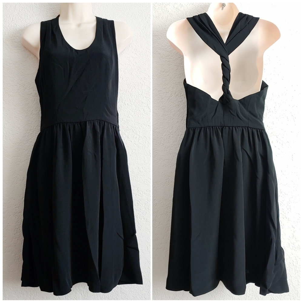 Giorgio Armani Le Collezione Black Twist Open Back Cocktail SMALL Dress Silk